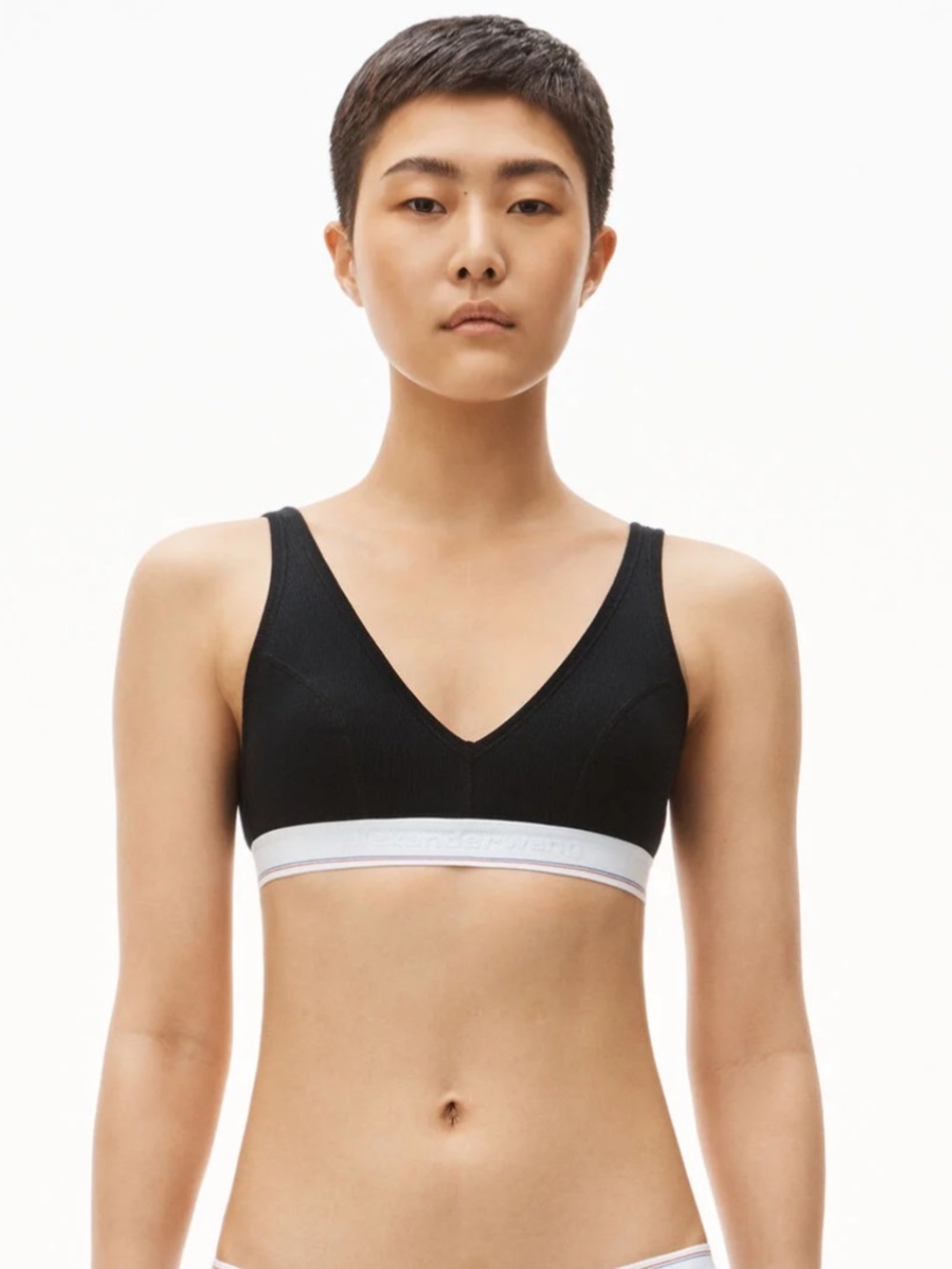 New! Alexander Wang White Micro Ribbed V-Neck Bralettes (3-Pack)